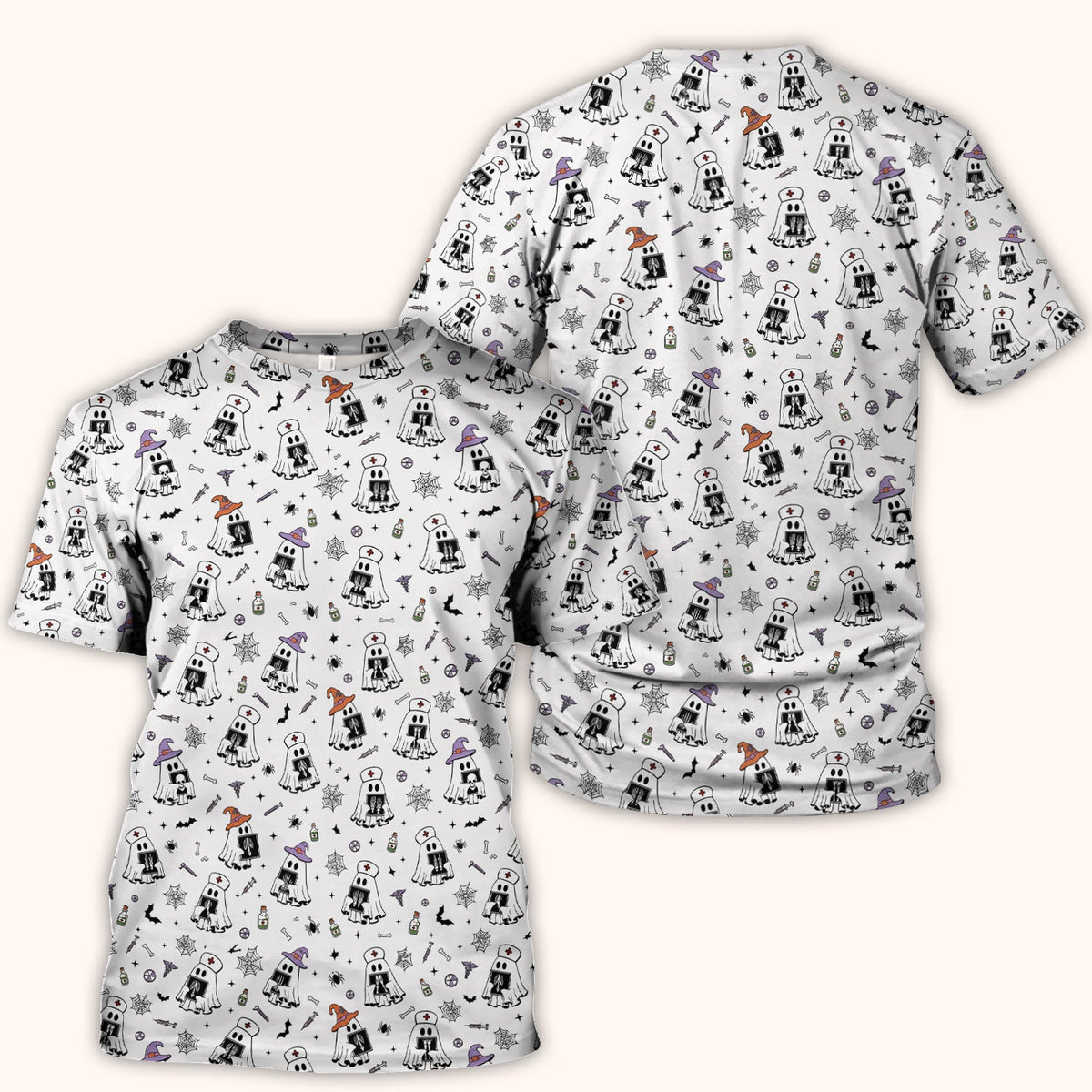 Ghost Nurses with X-Rays Scrub Top - Halloween Gift