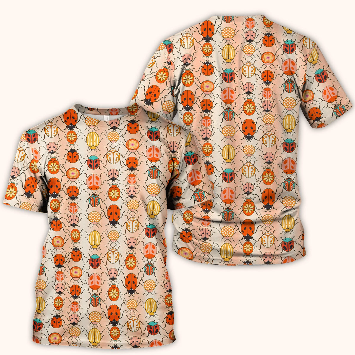 Ladybug Beetle Floral Nurse Scrub Top