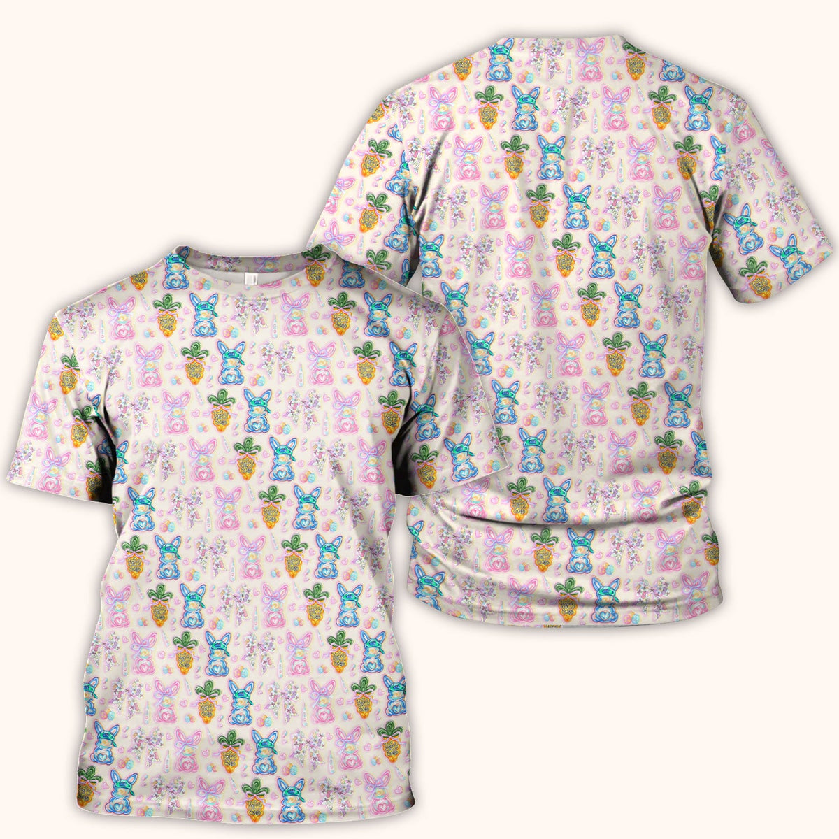 Bunny Carrot Bow Nurse Scrub Top - Easter Gift