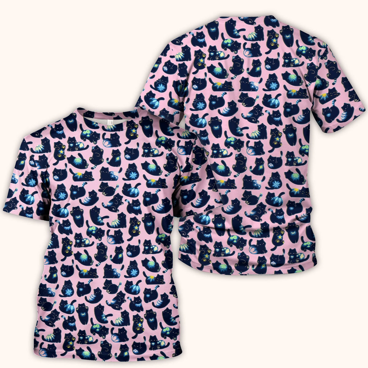 Midnight Black Cat Nurse Scrub Top