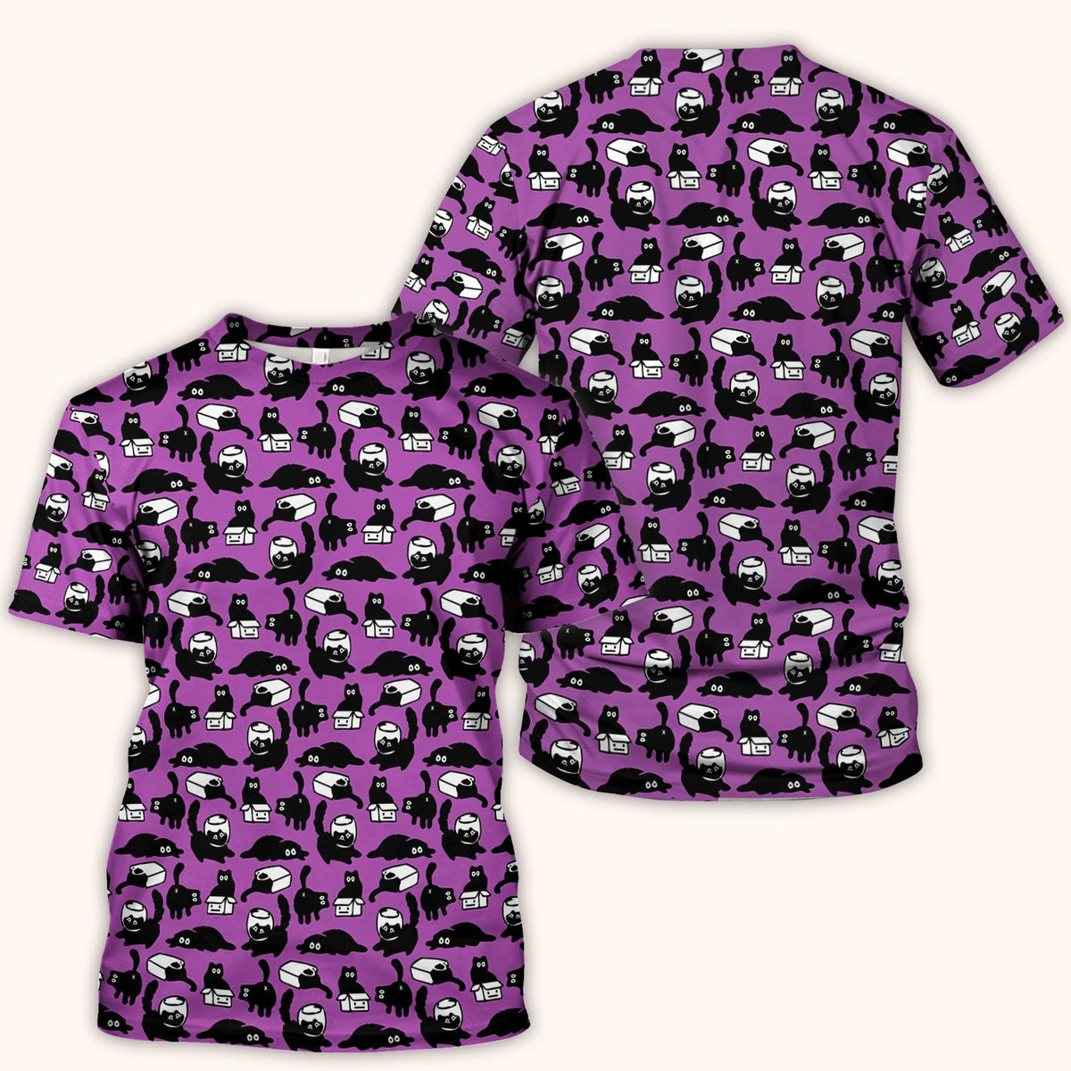 Dark Playful Cat Nurse Scrub Top