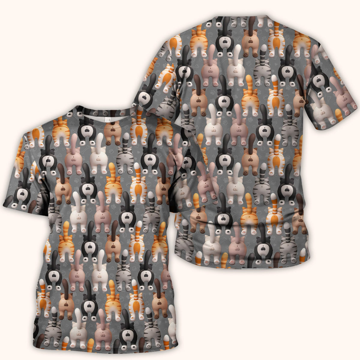 Cat Butt Paw Print Nurse Scrub Top