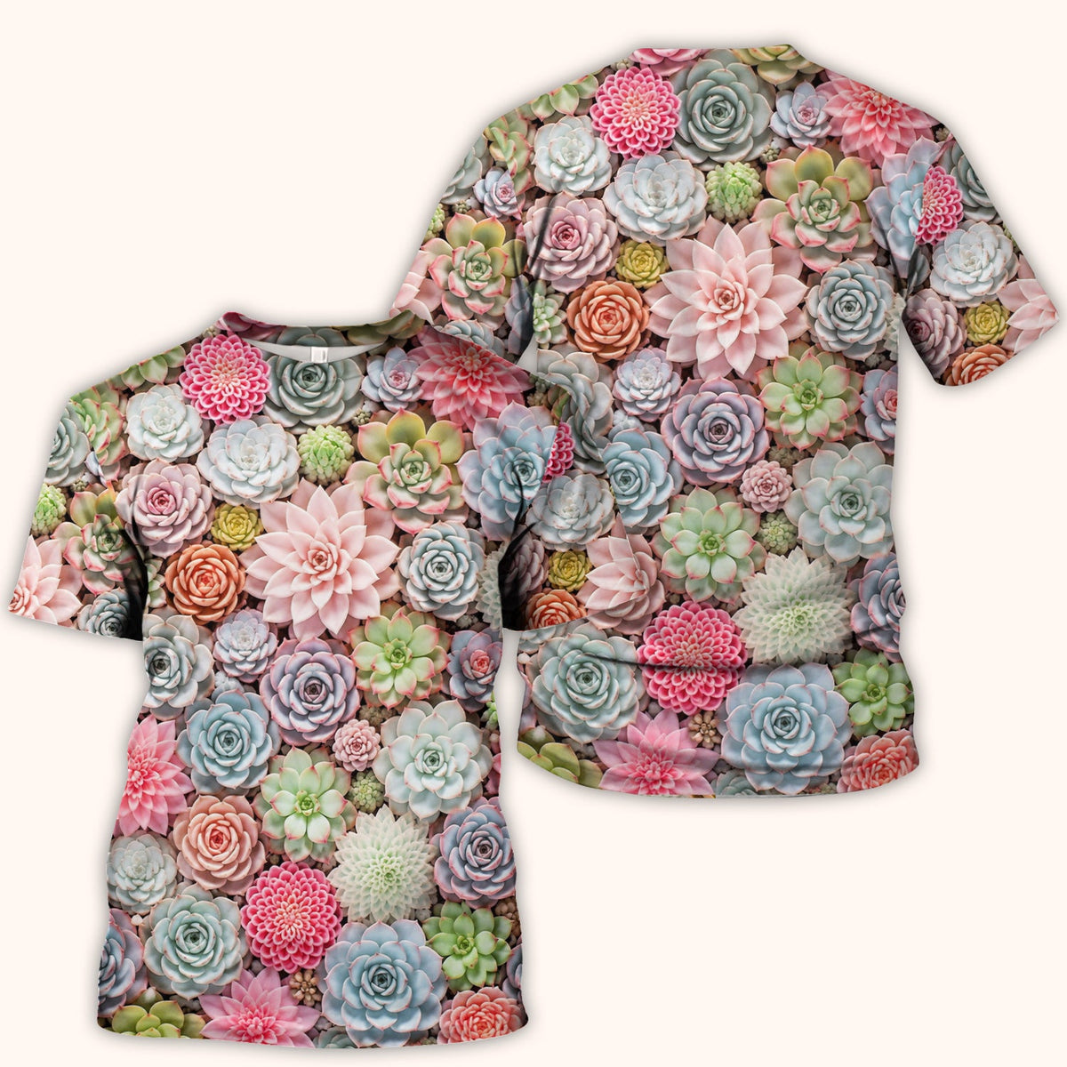 Pastel Succulent Blossom Nurse Scrub Top