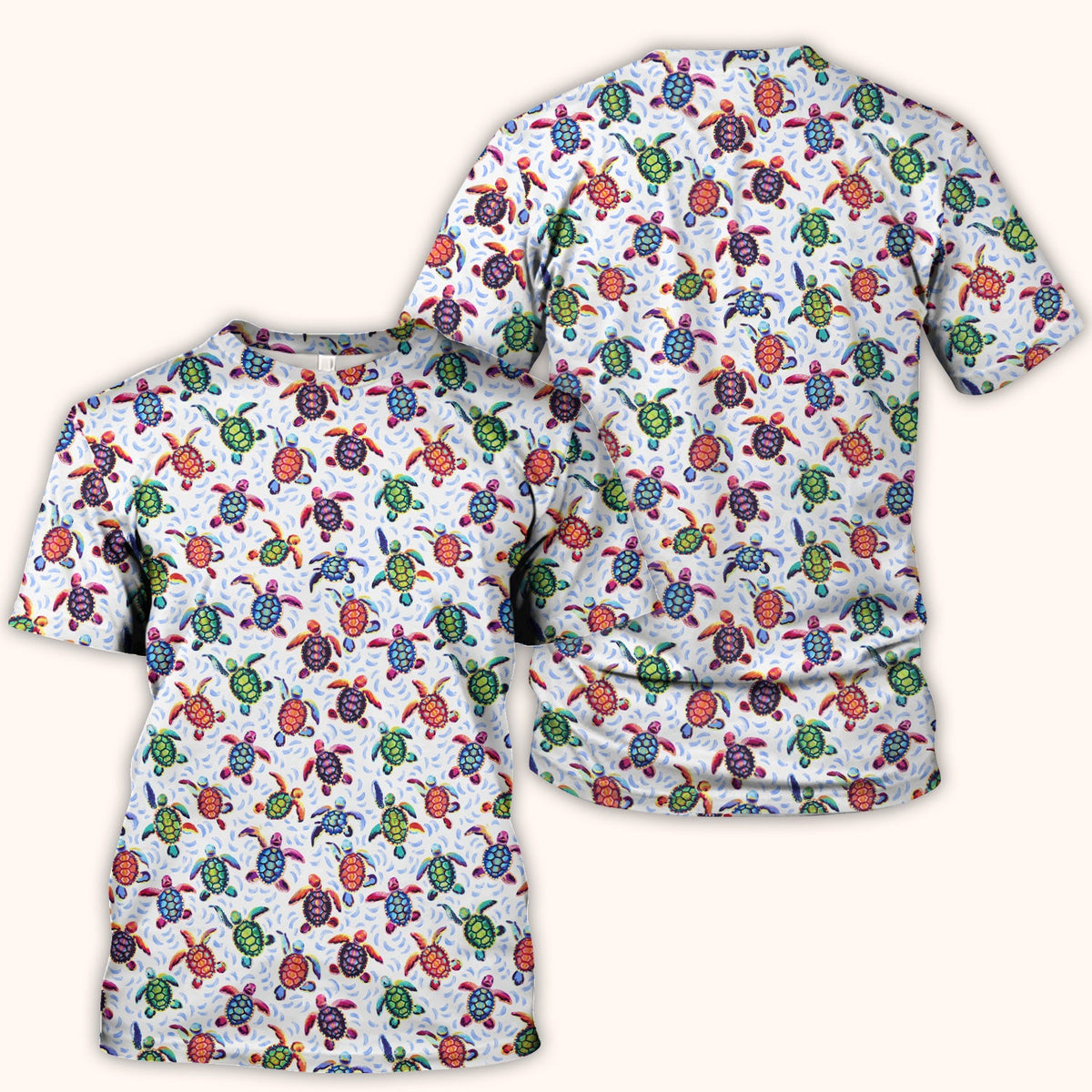 Colorful Sea Turtle Wave Nurse Scrub Top