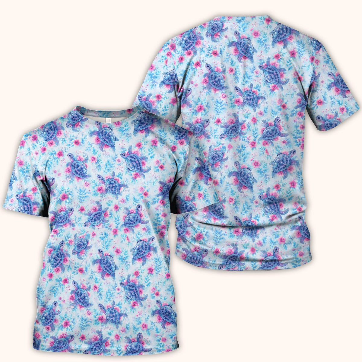 Sea Turtle Floral Nurse Scrub Top