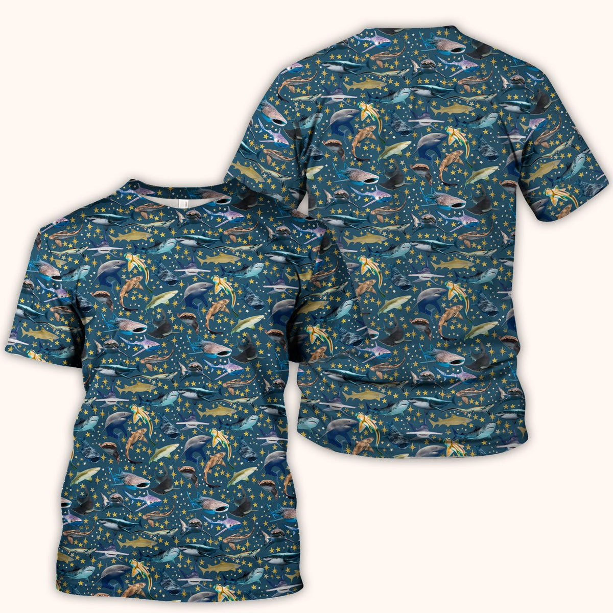 Colorful Shark Ocean Nurse Scrub Top