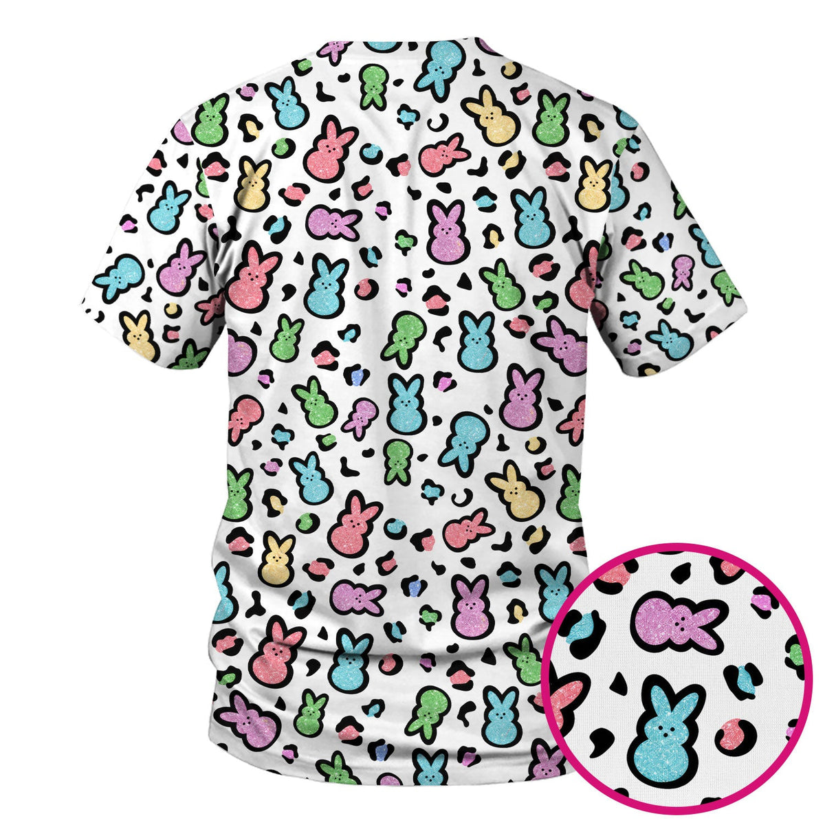 Pastel Bunny Nurse Scrub Top