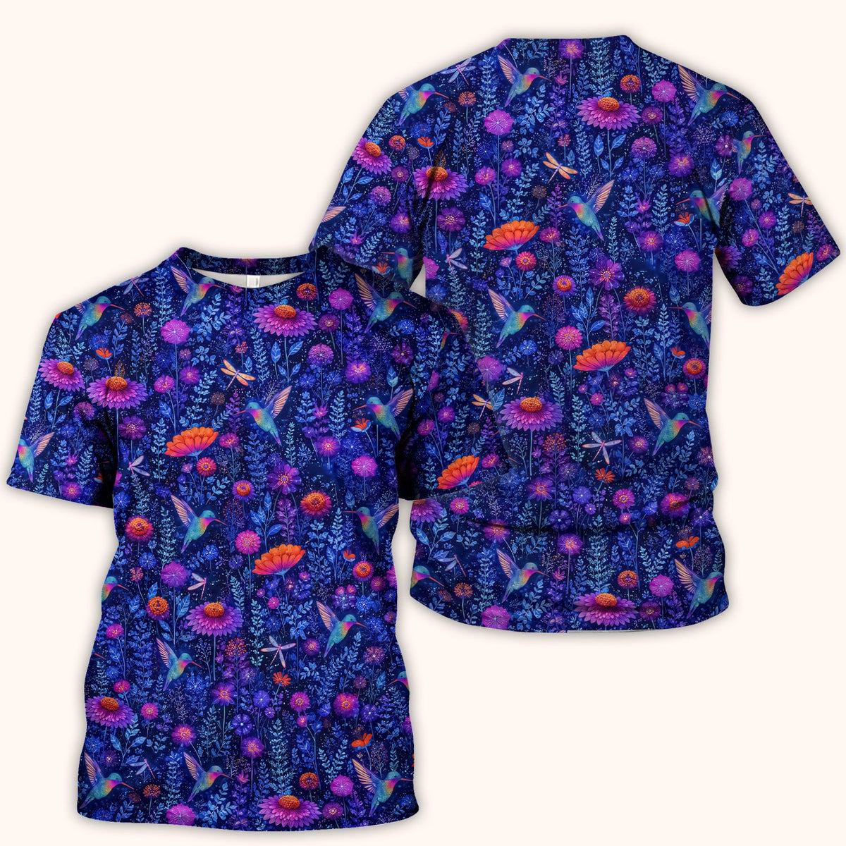 Enchanted Hummingbird Wildflower Garden Nurse Scrub Top