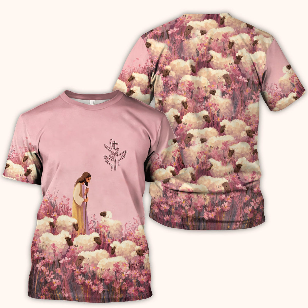 Christian Shepherd With Lambs Nurse Scrub Top