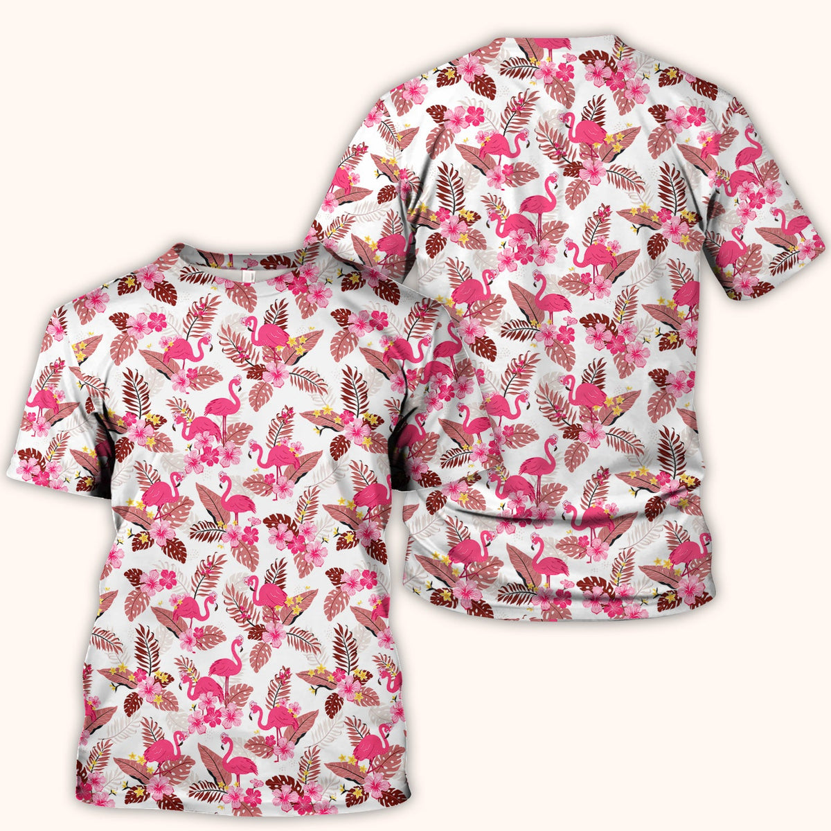 Pink Flamingo Tropical Floral Nurse Scrub Top