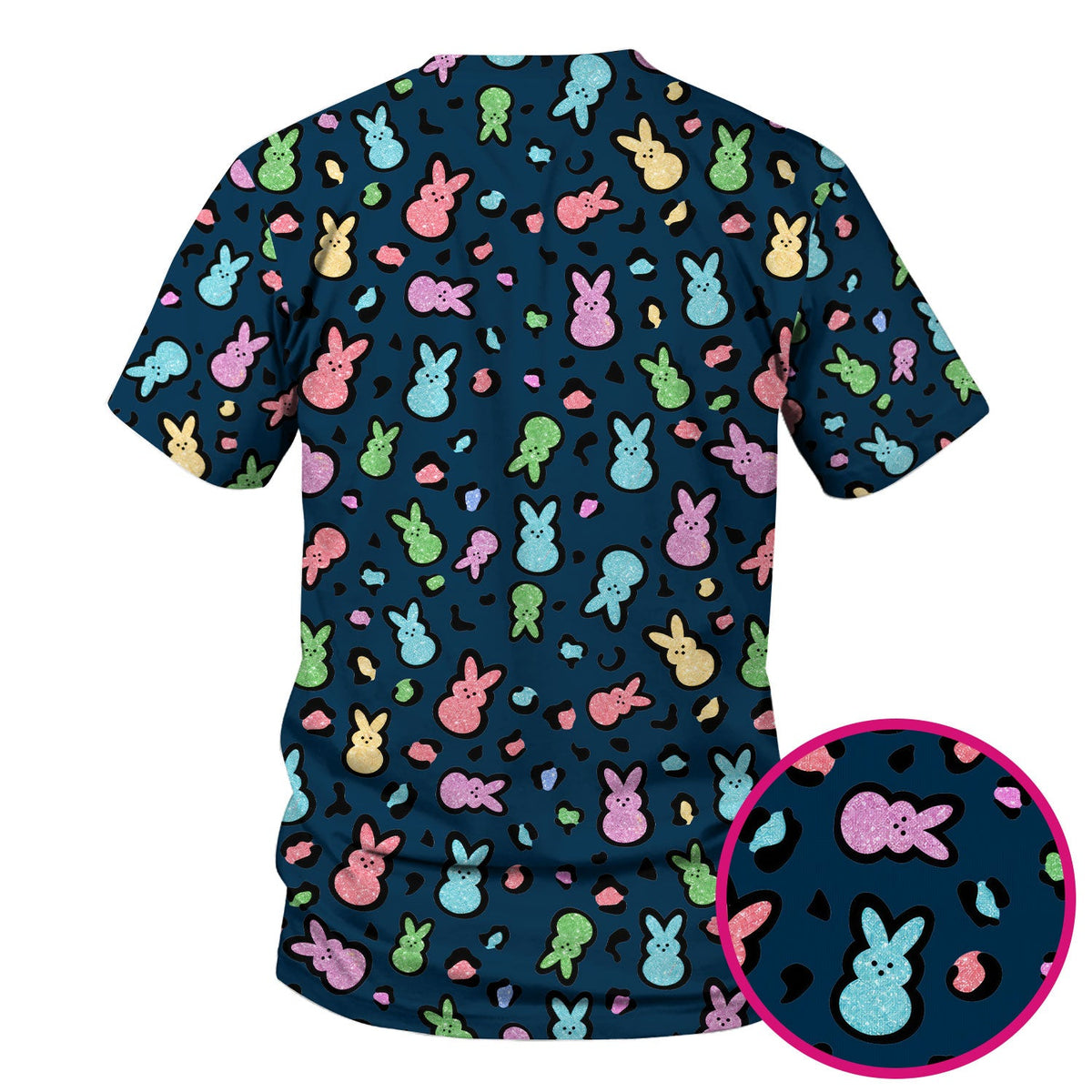 Pastel Bunny Nurse Scrub Top