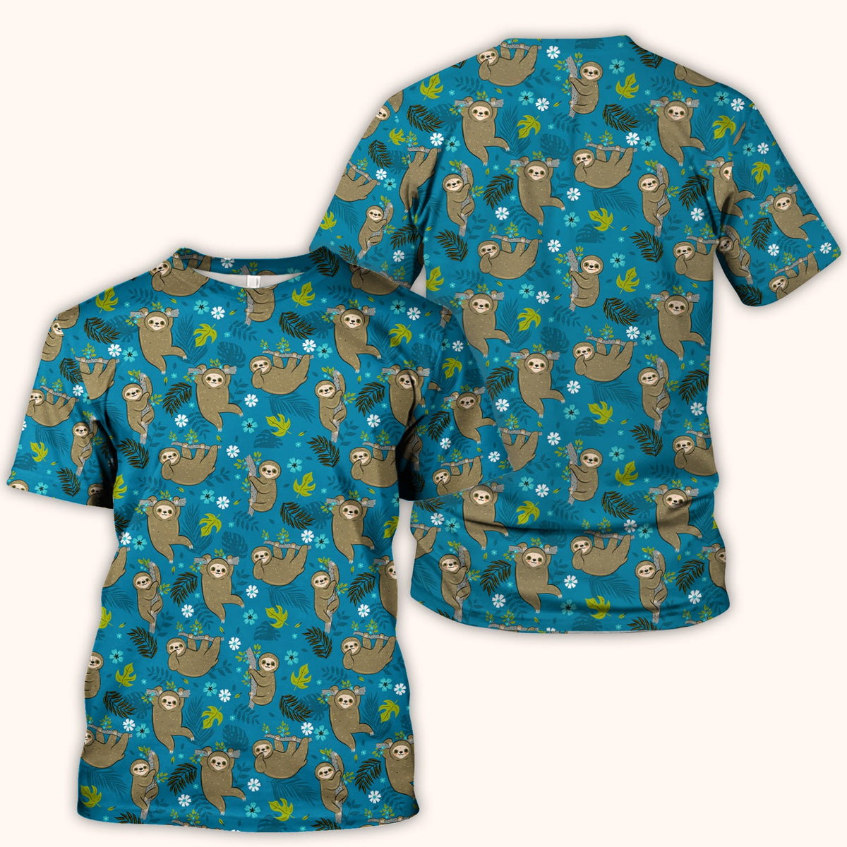 Jungle Tropical Sloth Nurse Scrub Top