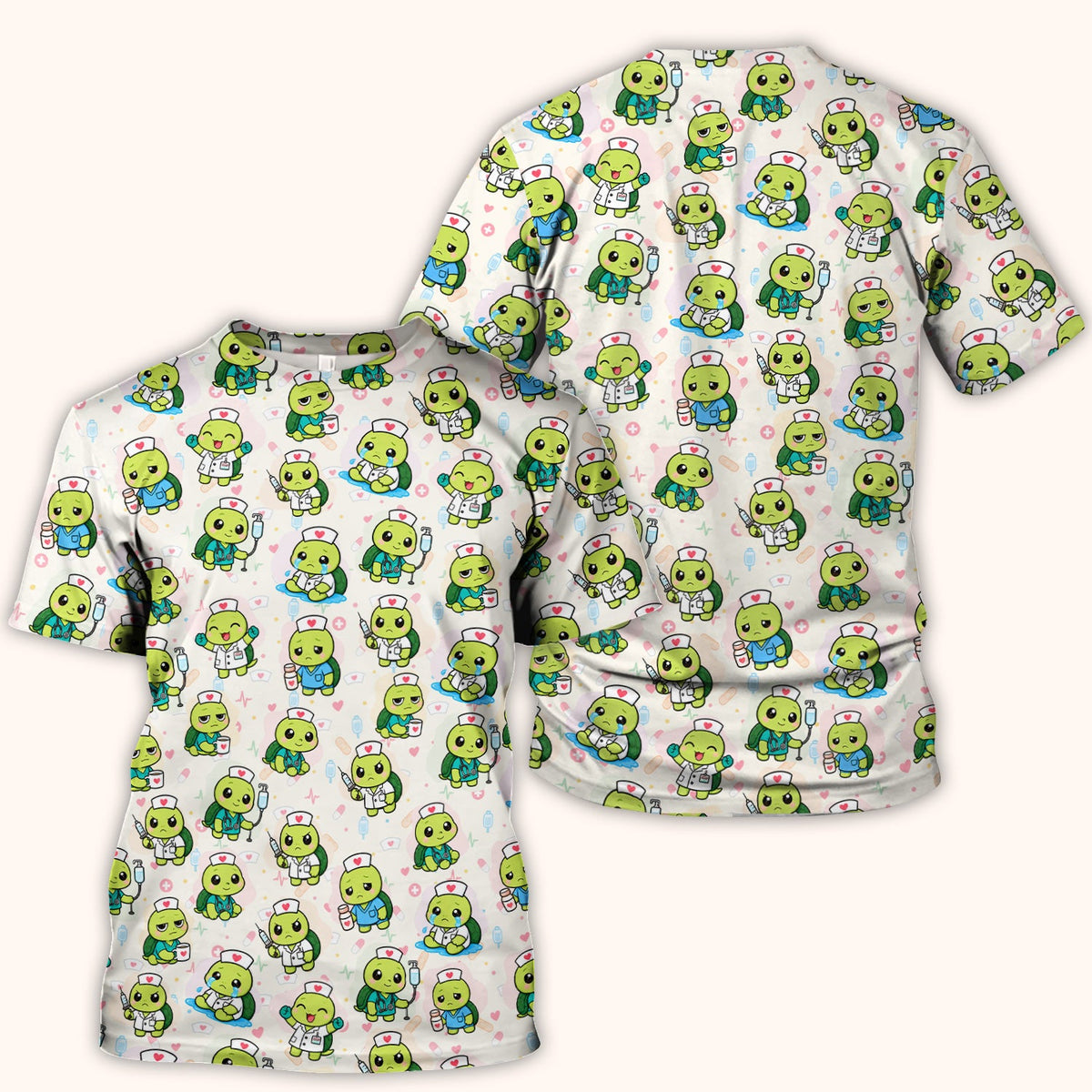Turtle Medical Icons Nurse Scrub Top