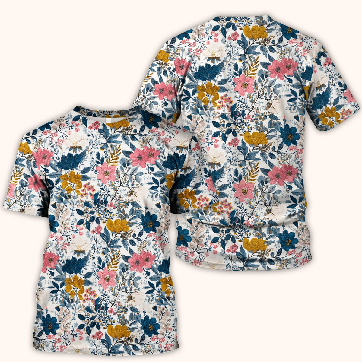 Elegant Floral Garden Bloom Nurse Scrub Top
