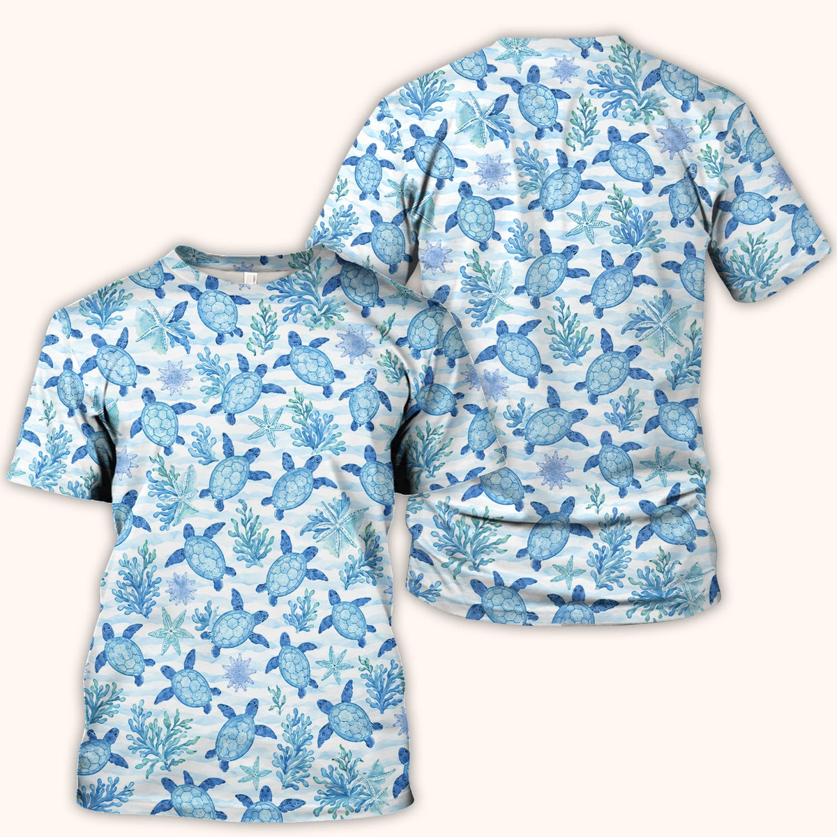 Coastal Sea Turtle Coral Nurse Scrub Top