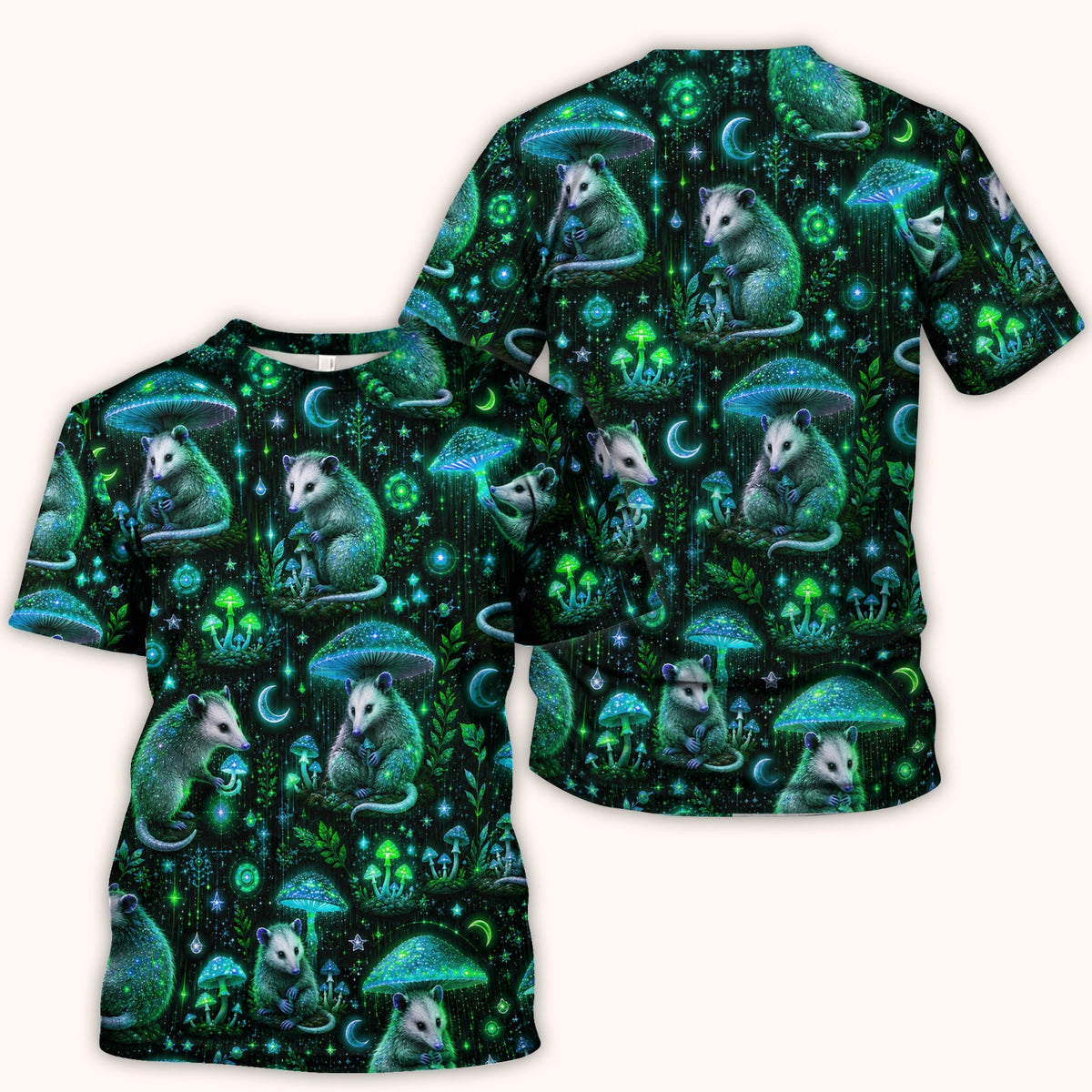 Moonlit Opossum Mushroom Nurse Scrub Top