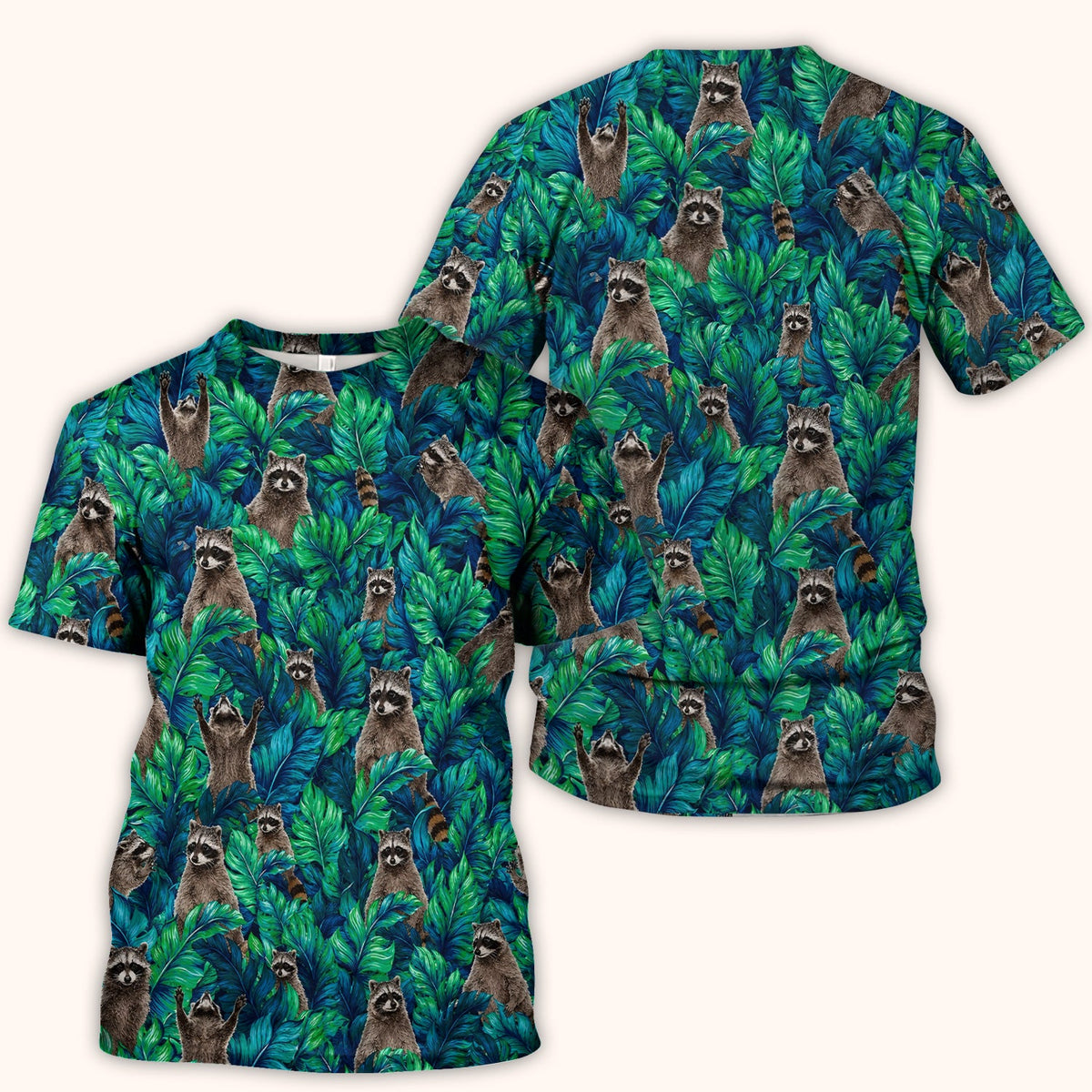 Tropical Raccoon Jungle Leaves Nurse Scrub Top