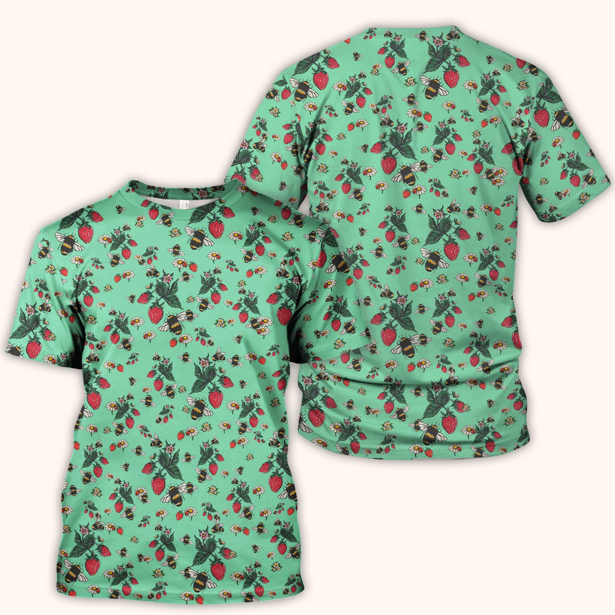 Strawberry Bee Daisy Nurse Scrub Top