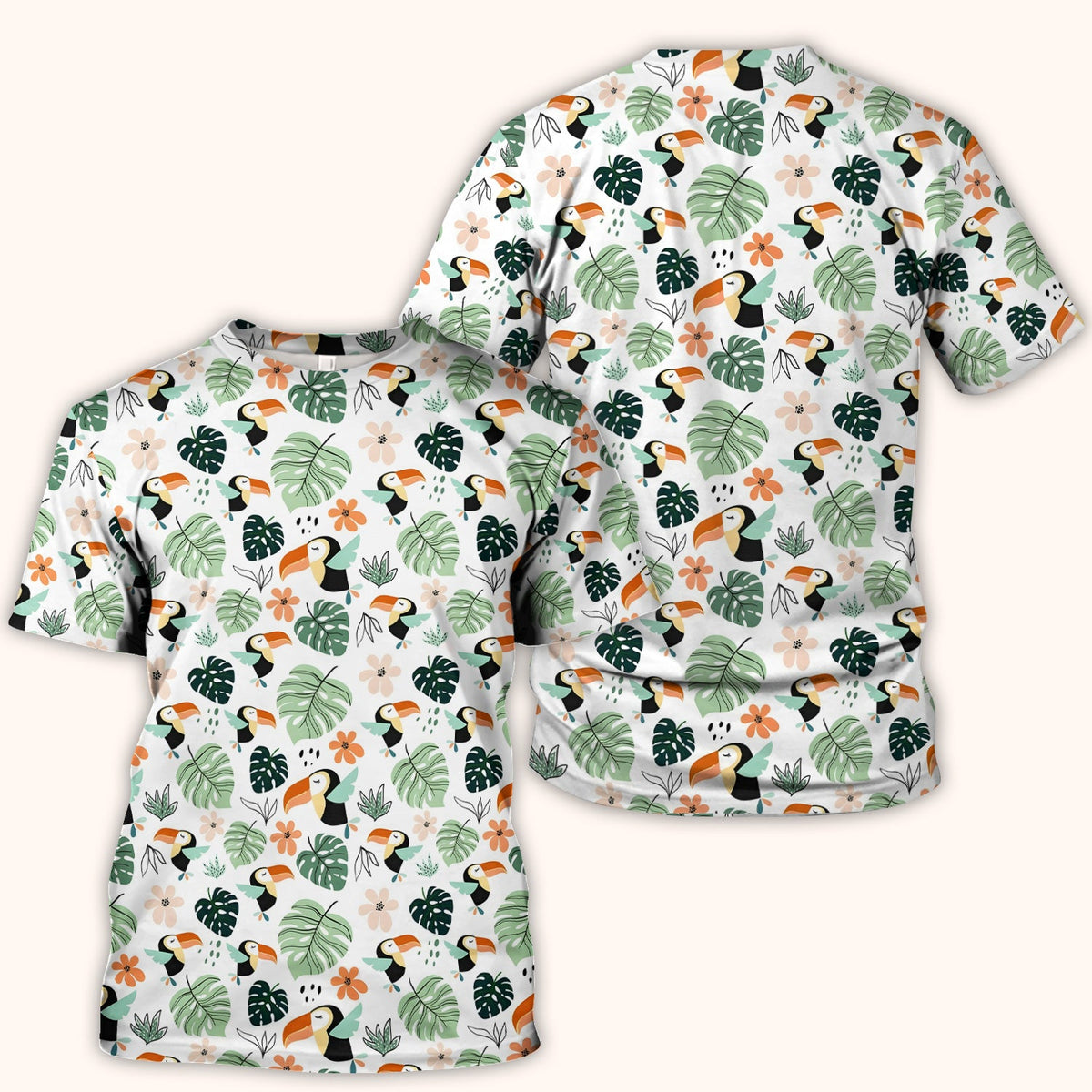 Tropical Toucan Leaf Floral Nurse Scrub Top