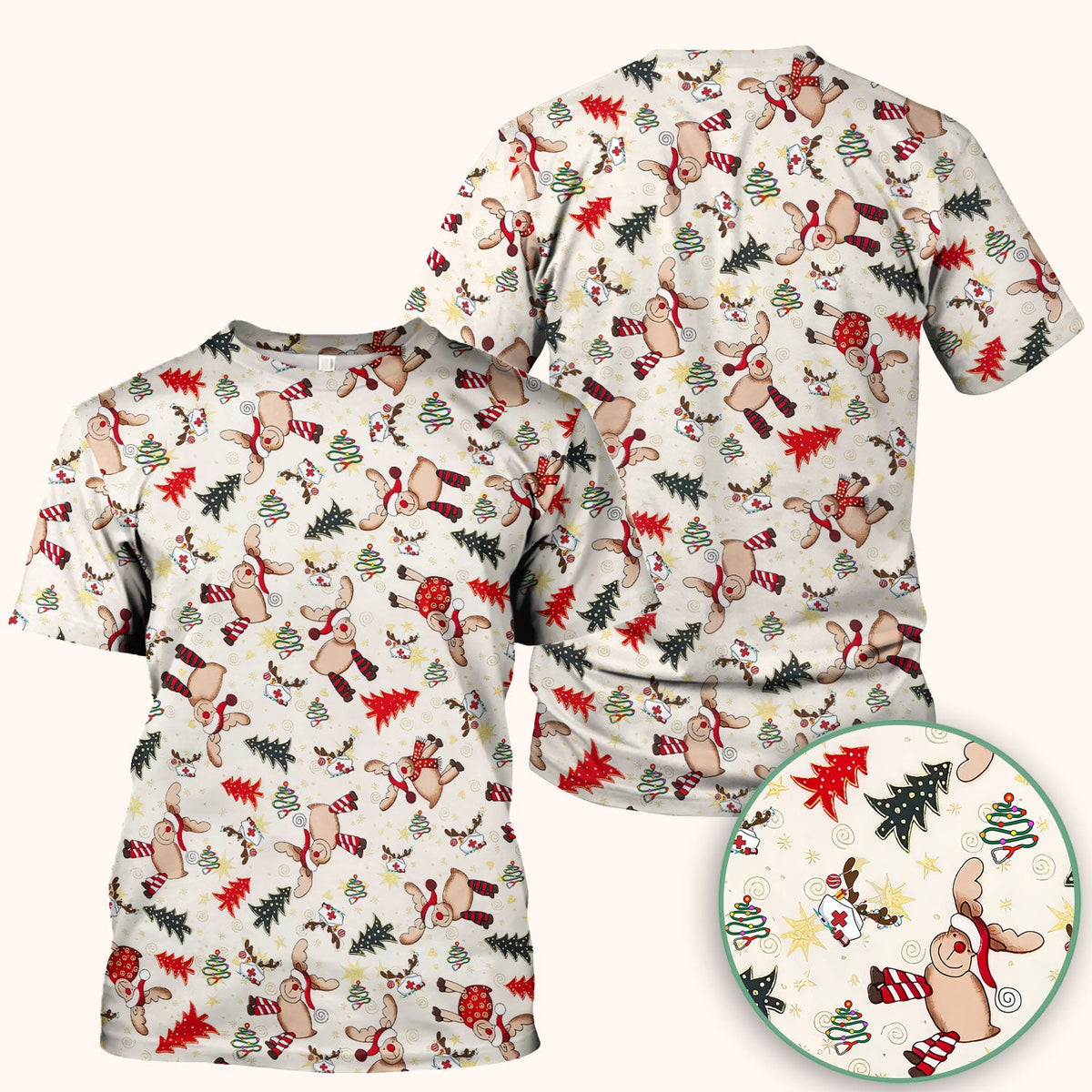 Reindeer Nurse Scrub Top - Christmas Gift