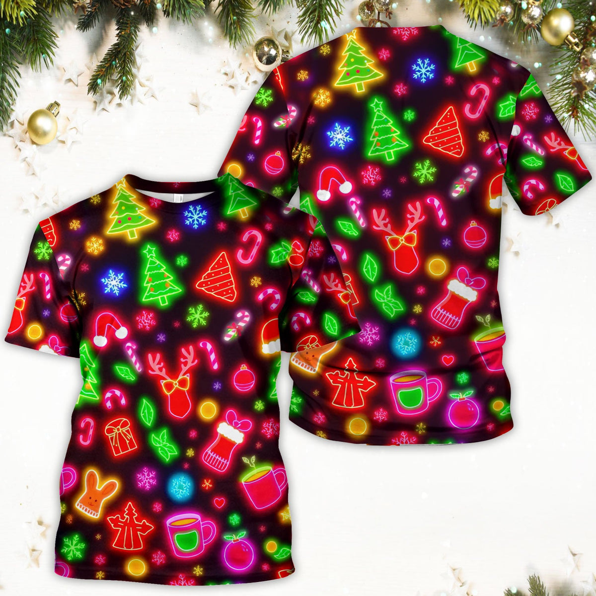Neon Reindeer Nurse Scrub Top