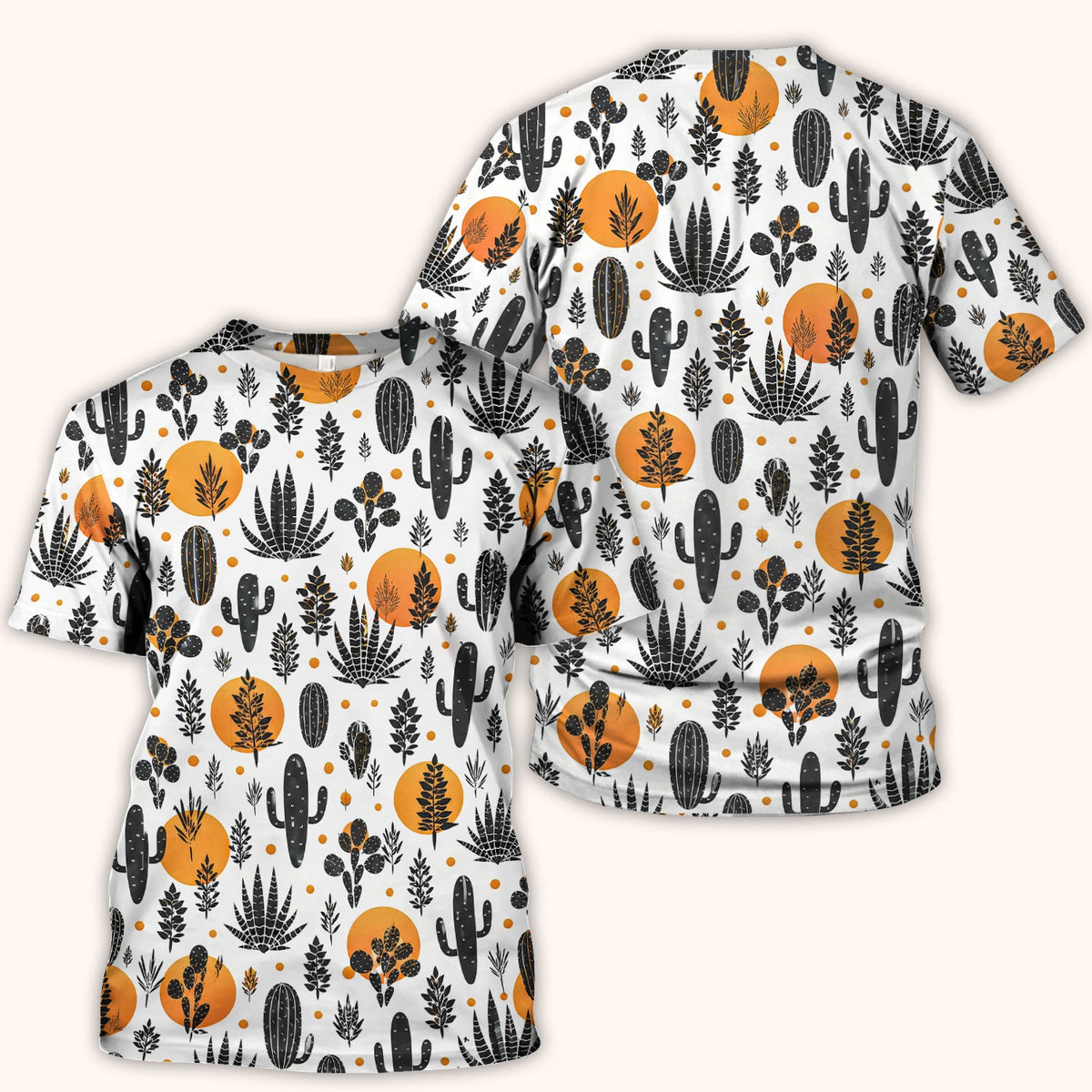 Desert Cactus Orange Sun Nurse Scrub Top