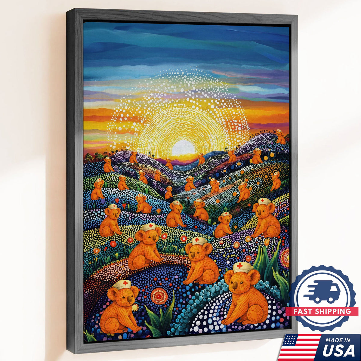Australian Koala Dot Art Nurse Canvas