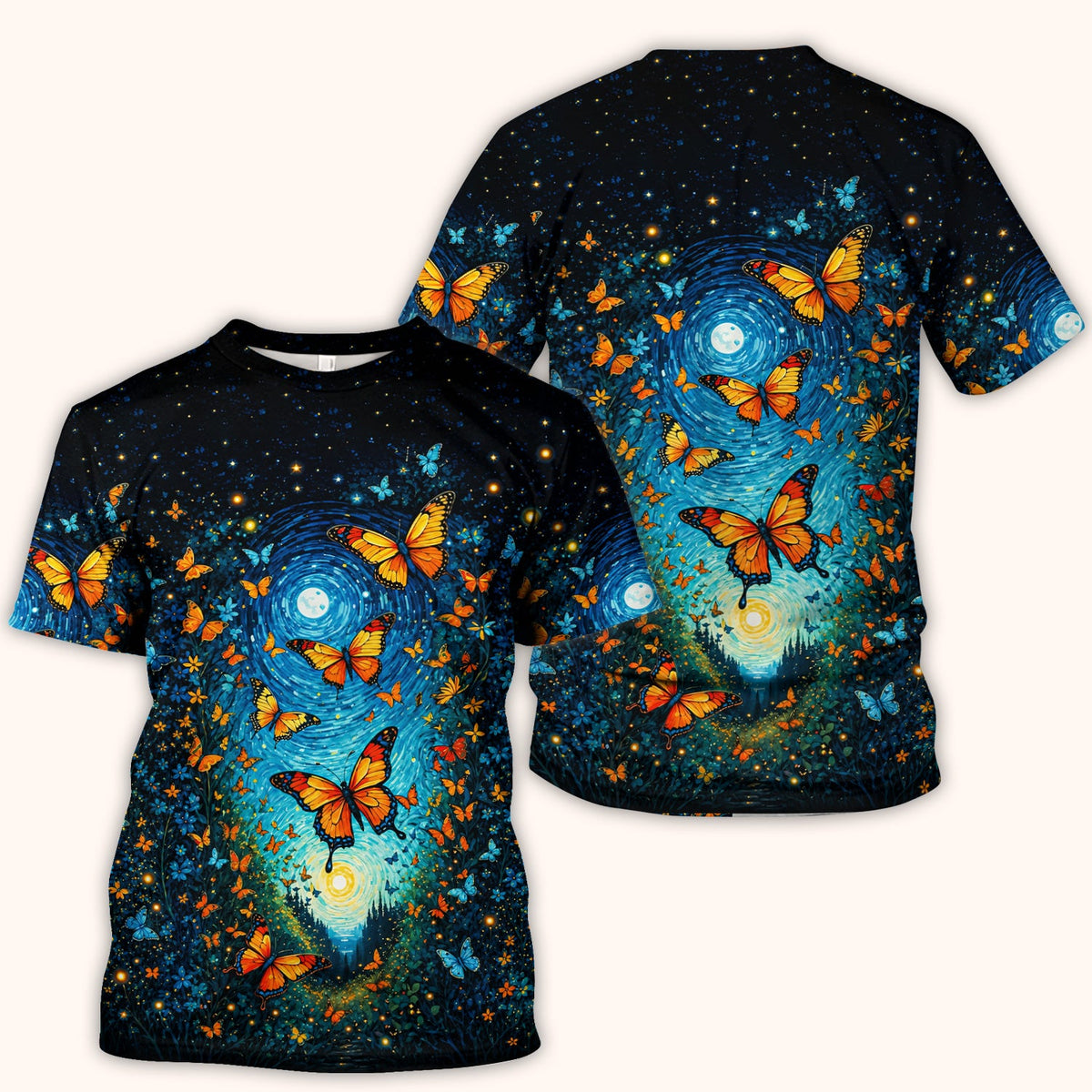 Moonlit Butterfly Pediatric Nurse Scrub Top