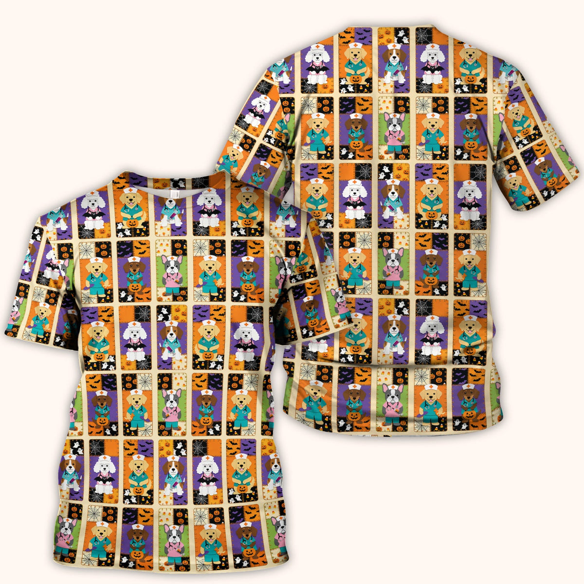 Spooky Dog Veterinary Nurse Scrub Top