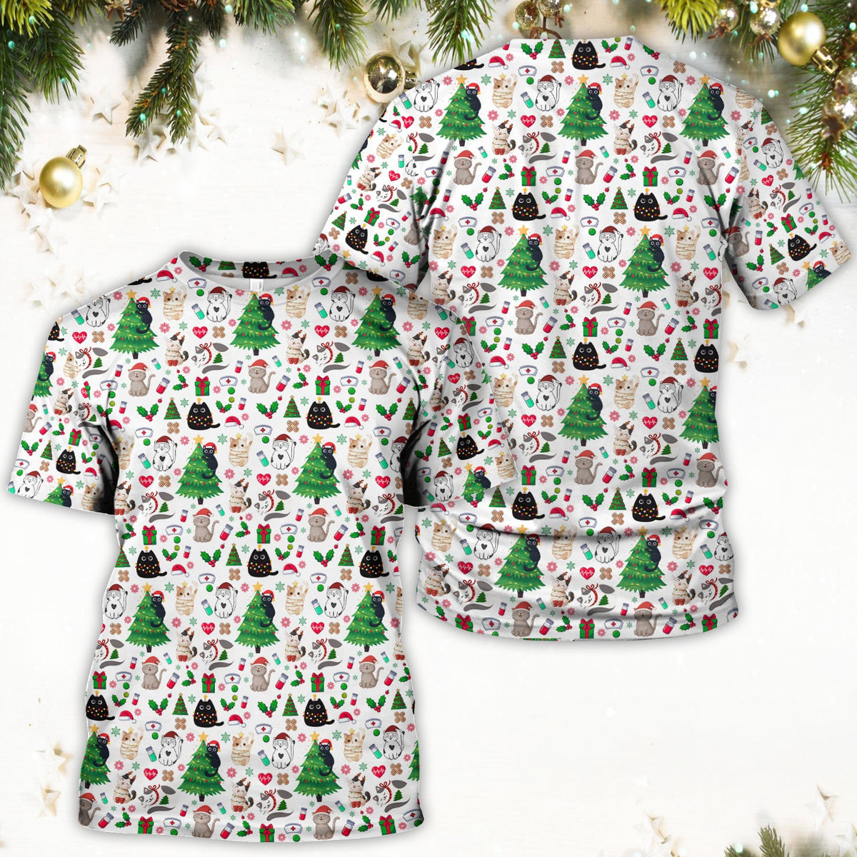 Christmas Pet Nurse Scrub Top