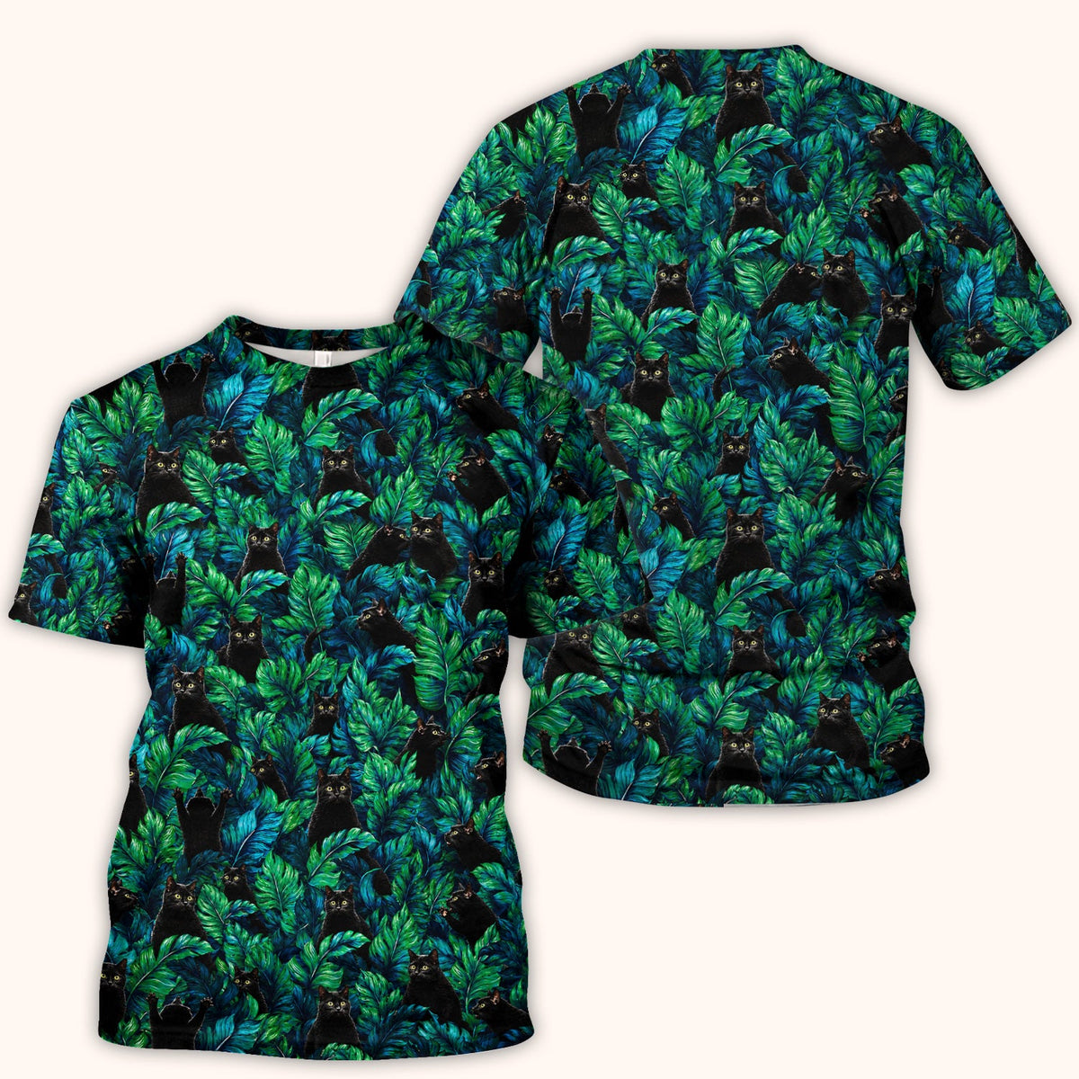 Black Cat Tropical Jungle Nurse Scrub Top