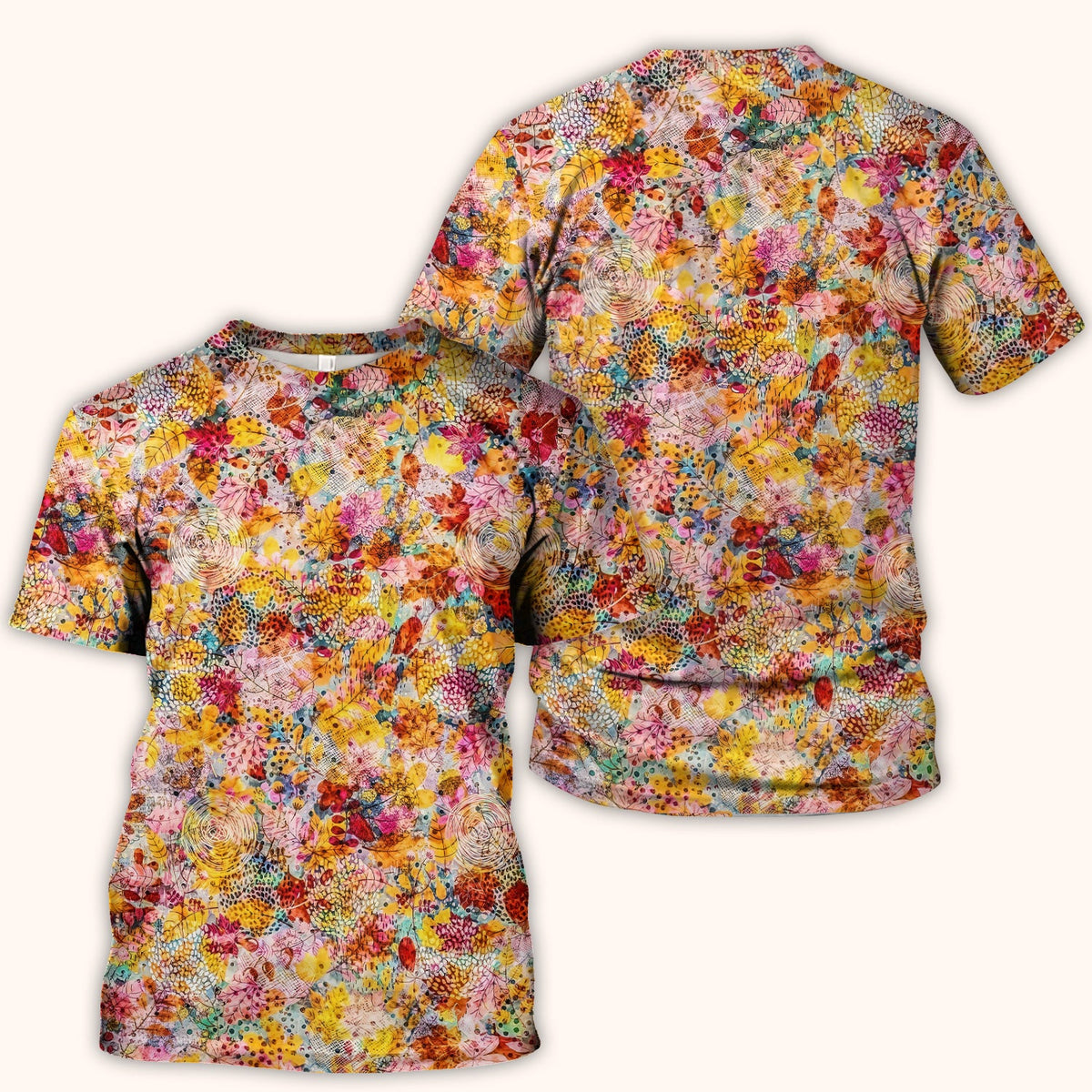 Autumn Floral Leaves Nurse Scrub Top