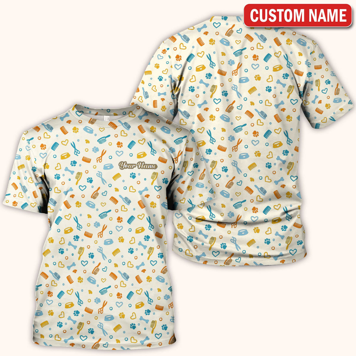 Personalized Dog Cat Grooming Nurse Scrub Top