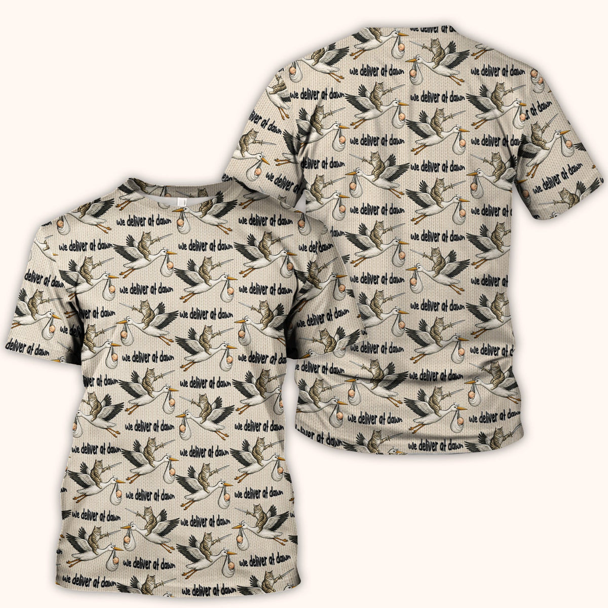Stork Cat Delivery Nurse Scrub Top