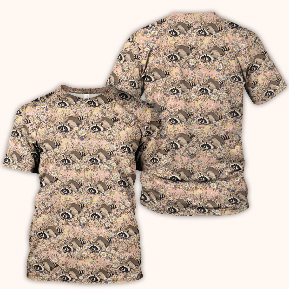 Raccoon Wildflower Meadow Nurse Scrub Top