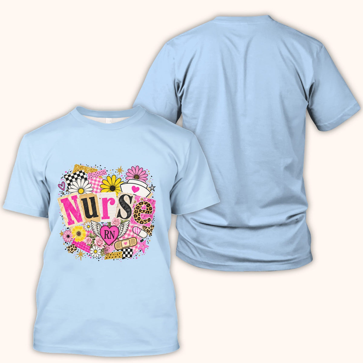 Nurse RN Floral Collage Shirt