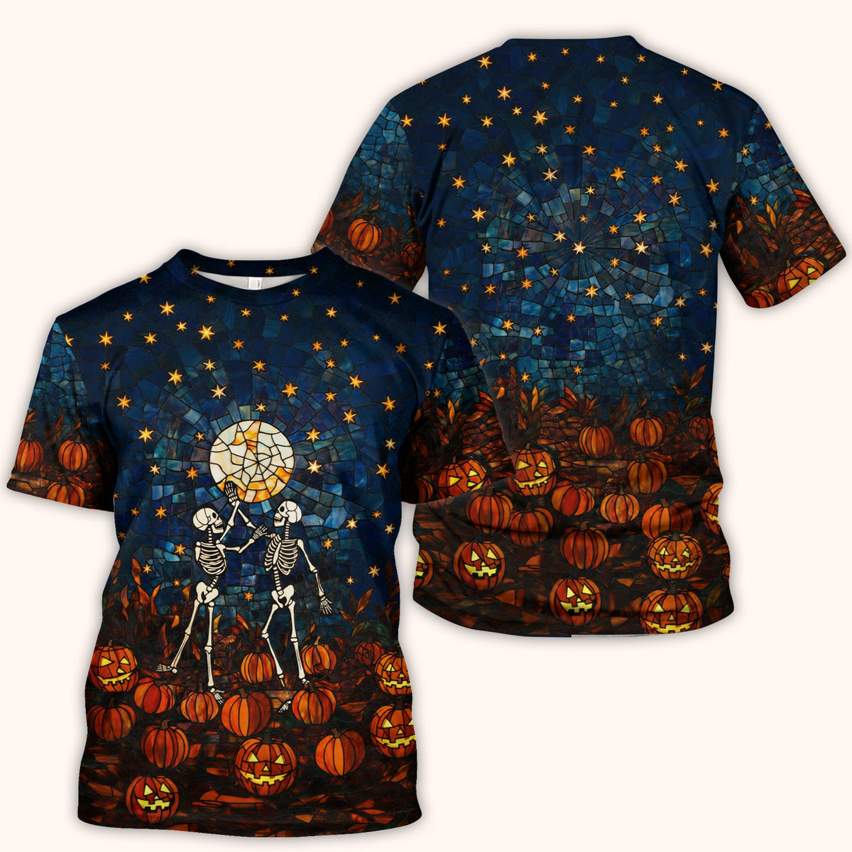 Skeleton Pumpkin Patch Nurse Scrub Top - Halloween Gift