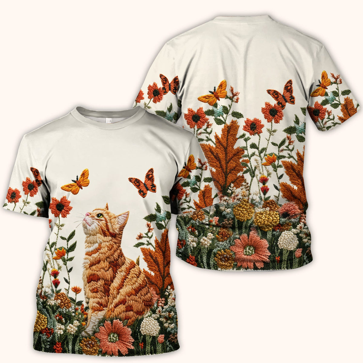 Orange Cat Wildflower Nurse Scrub Top