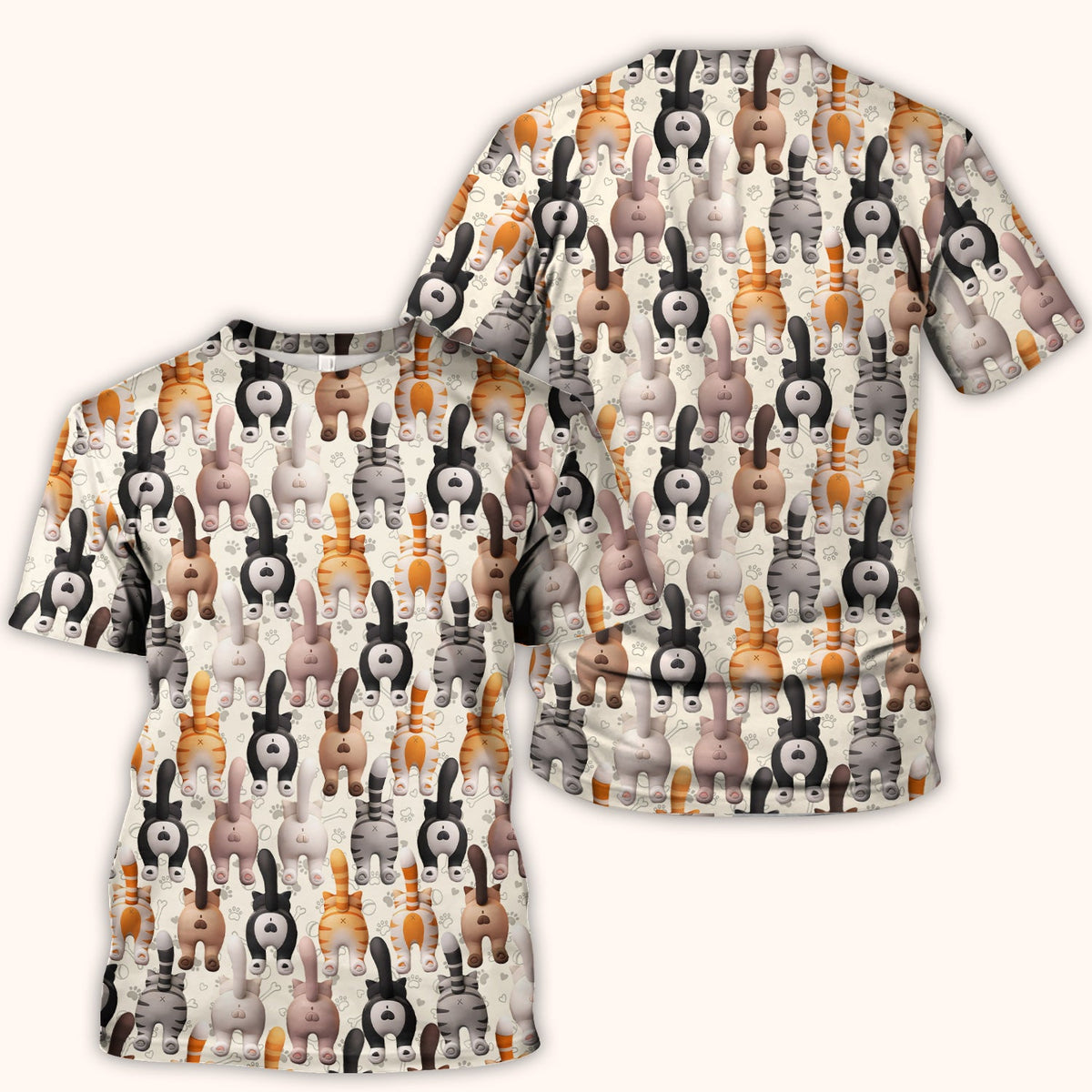 Cat Butt Paw Print Nurse Scrub Top