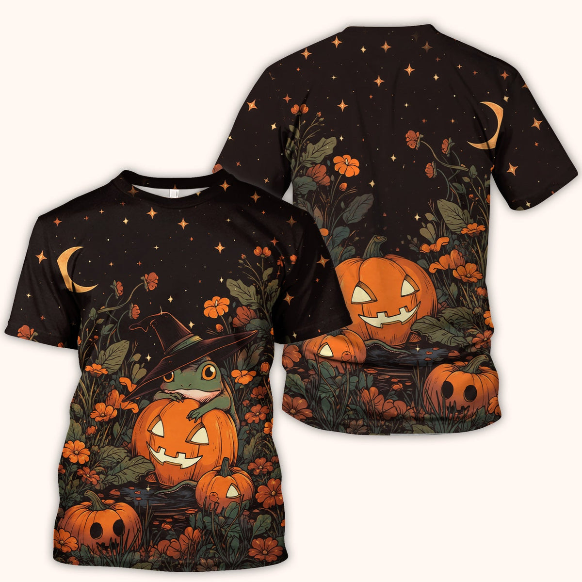 Pumpkin and Frog Nurse Scrub Top - Halloween Gift