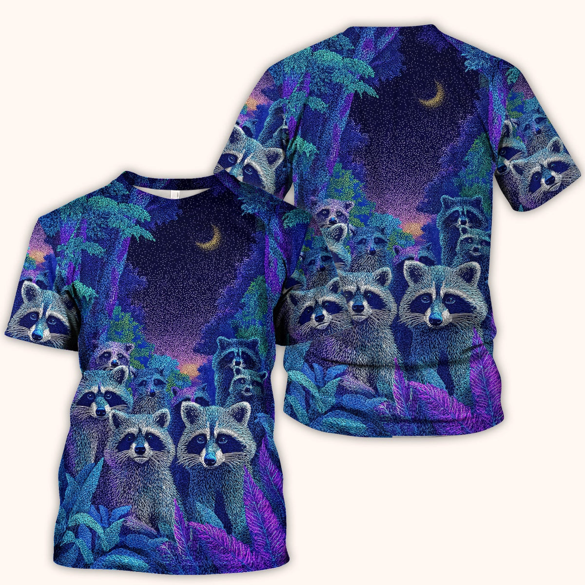 Moonlit Raccoon Nurse Scrub Top