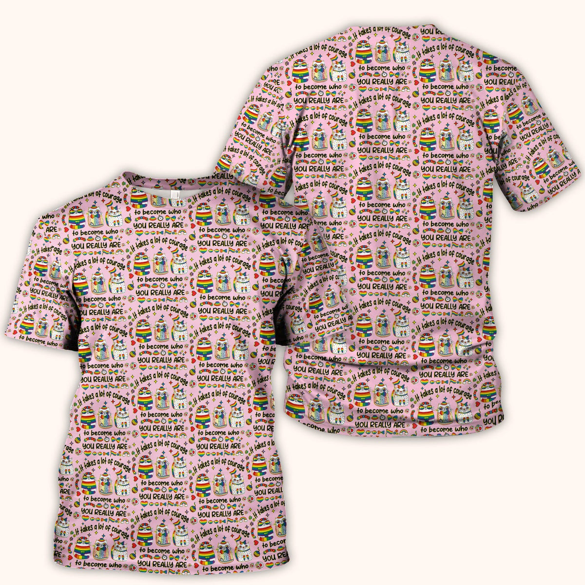 Nurse Rainbow Cat Courage Scrub Top