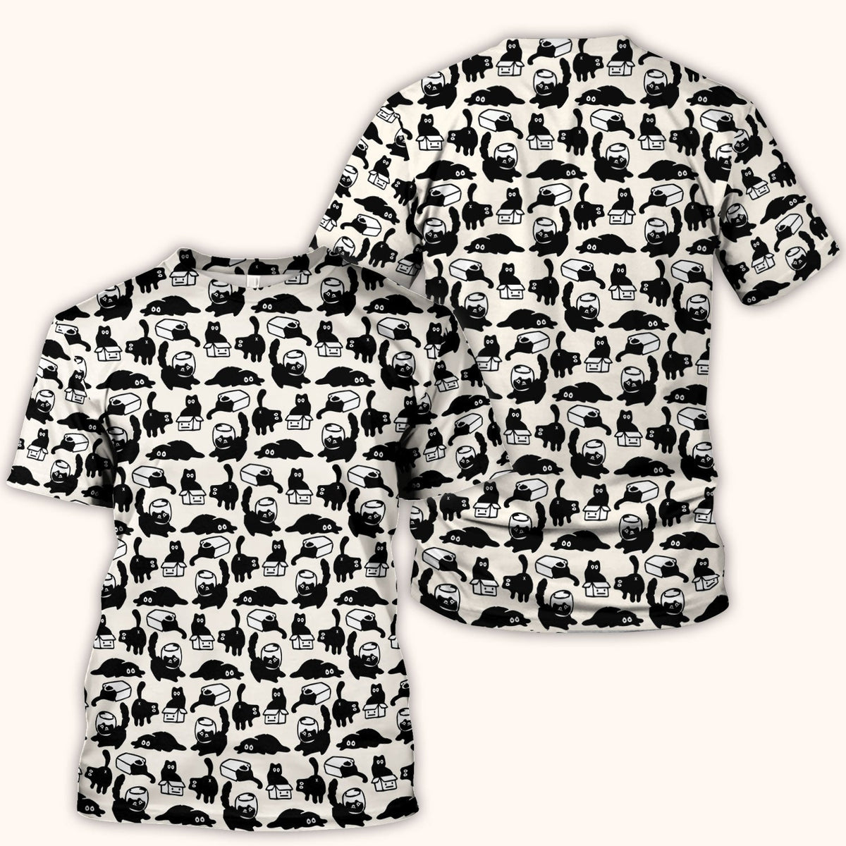 Dark Playful Cat Nurse Scrub Top