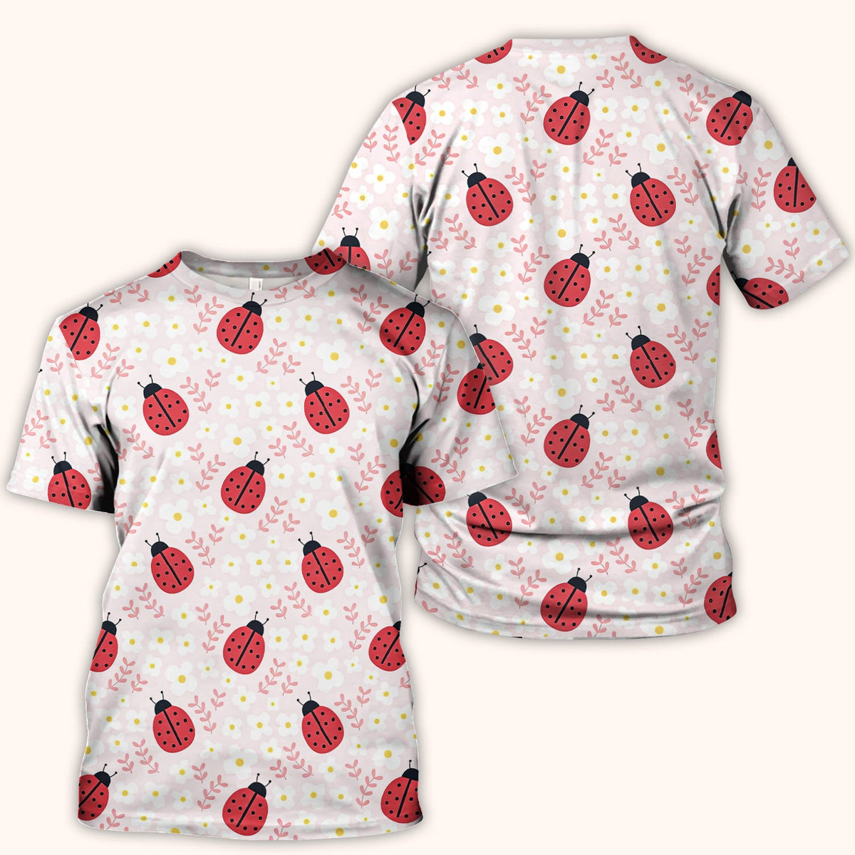 Lovely Ladybug Blossom Garden Nurse Scrub Top