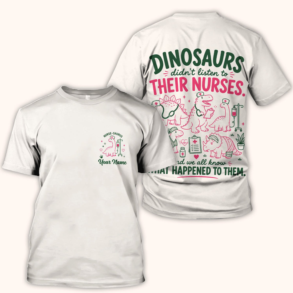Personalized Dinosaur Nurse Scrub Top