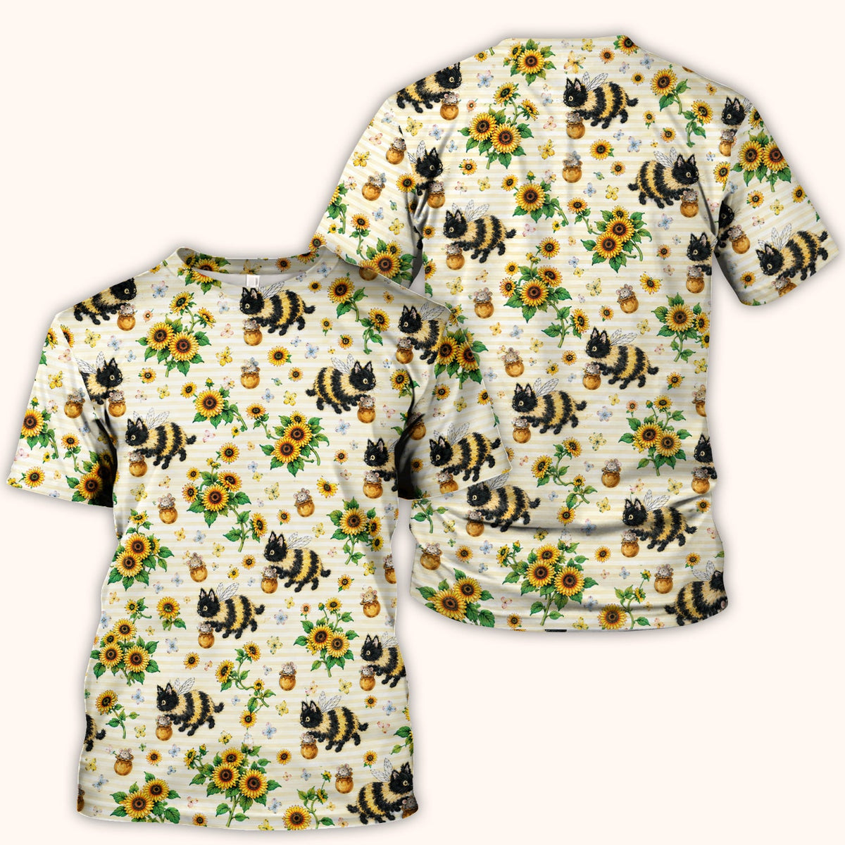 Bumblebee Cat Sunflower Nurse Scrub Top