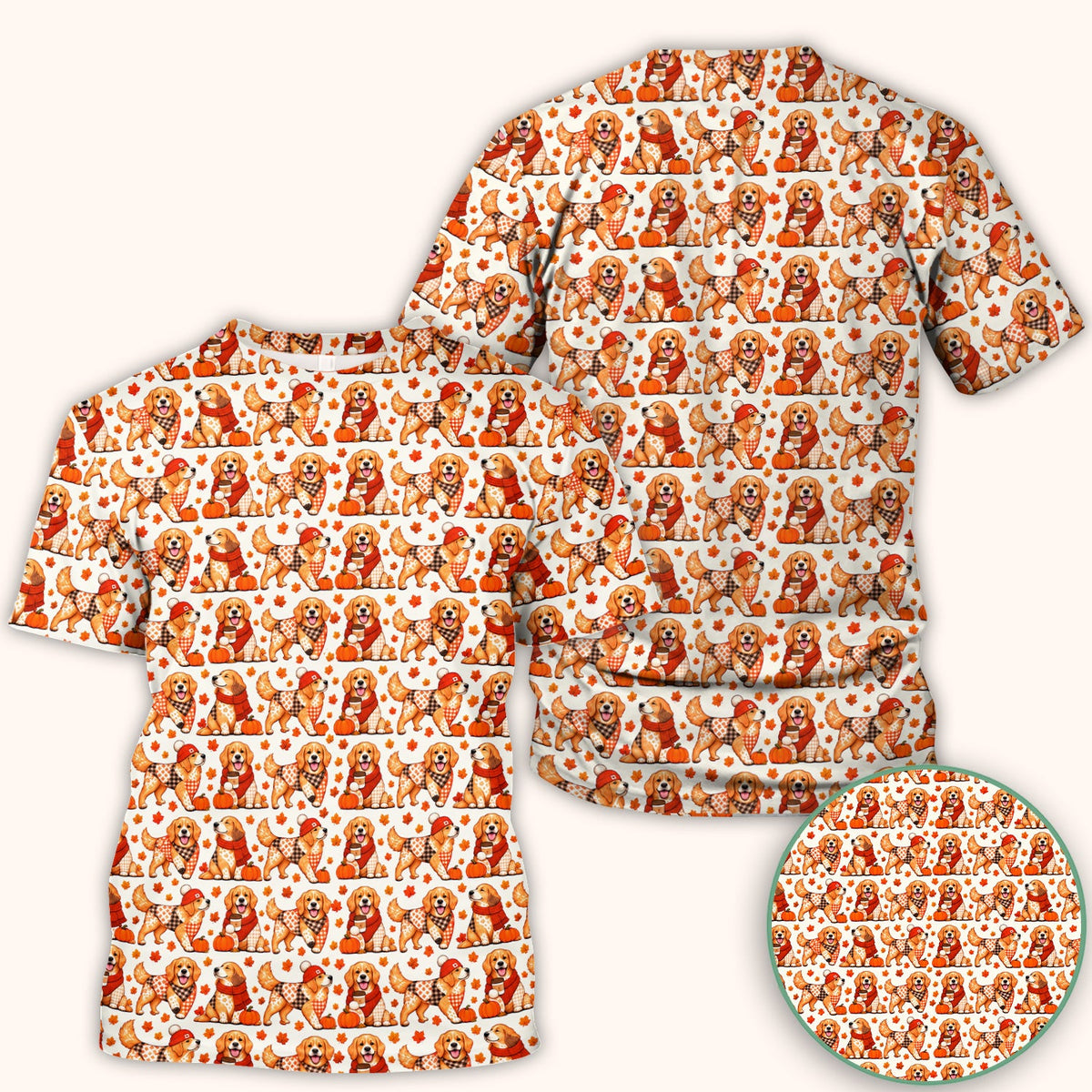 Fall Golden Retriever Pumpkin Nurse Scrub Top