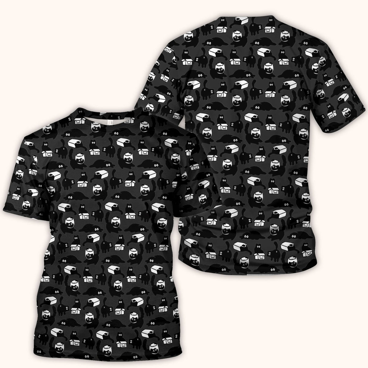 Dark Playful Cat Nurse Scrub Top
