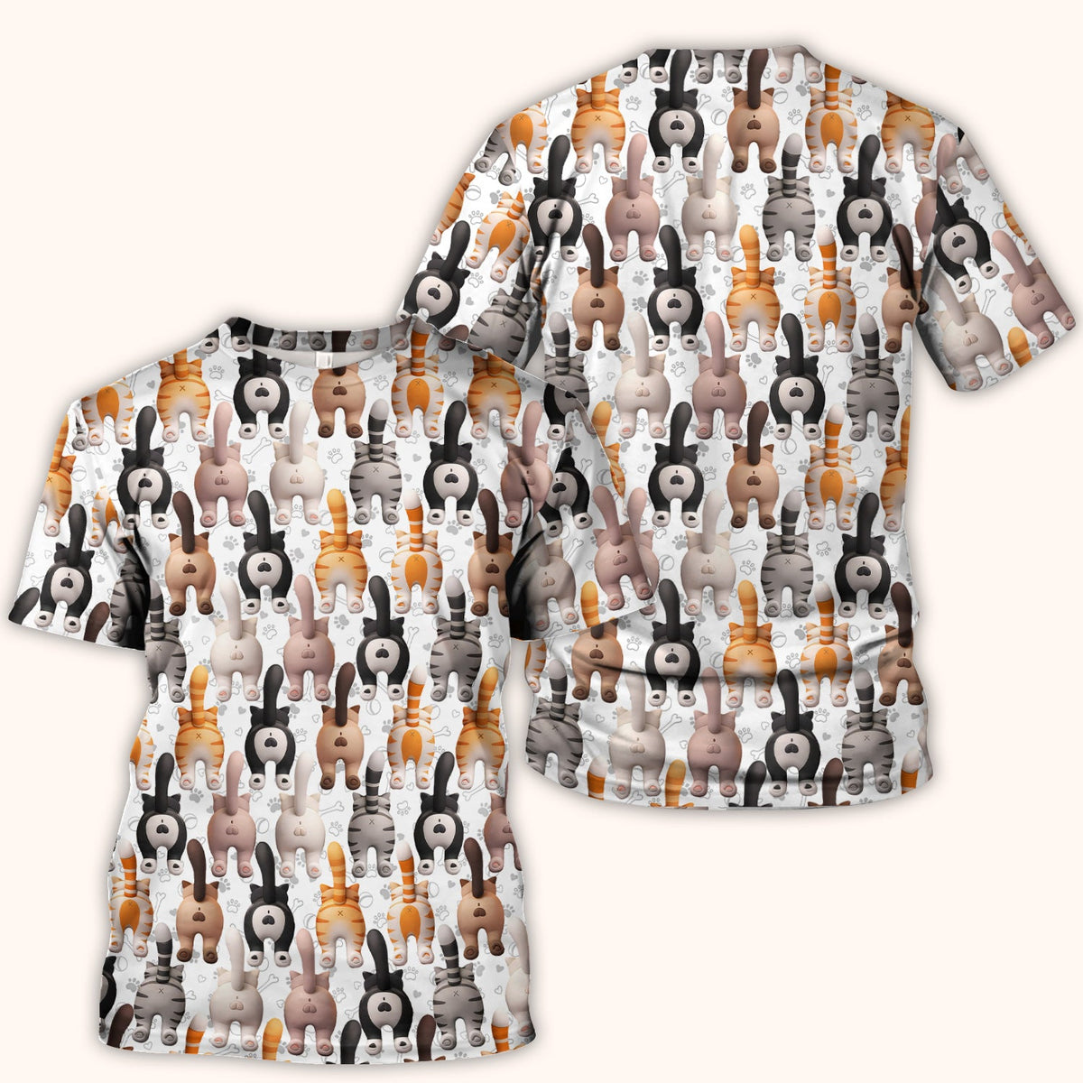 Cat Butt Paw Print Nurse Scrub Top