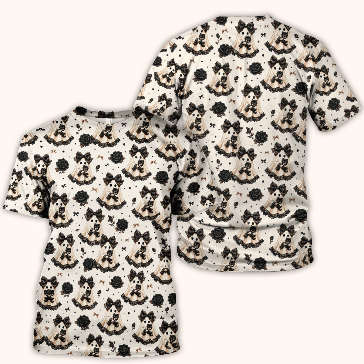Ghost Black Cat Nurse Scrub Top - Halloween Gift